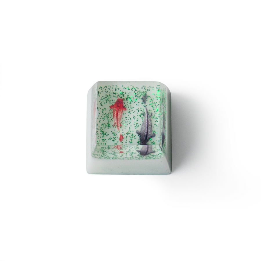 Keycap artesanal de resina de peixe dourado elegante