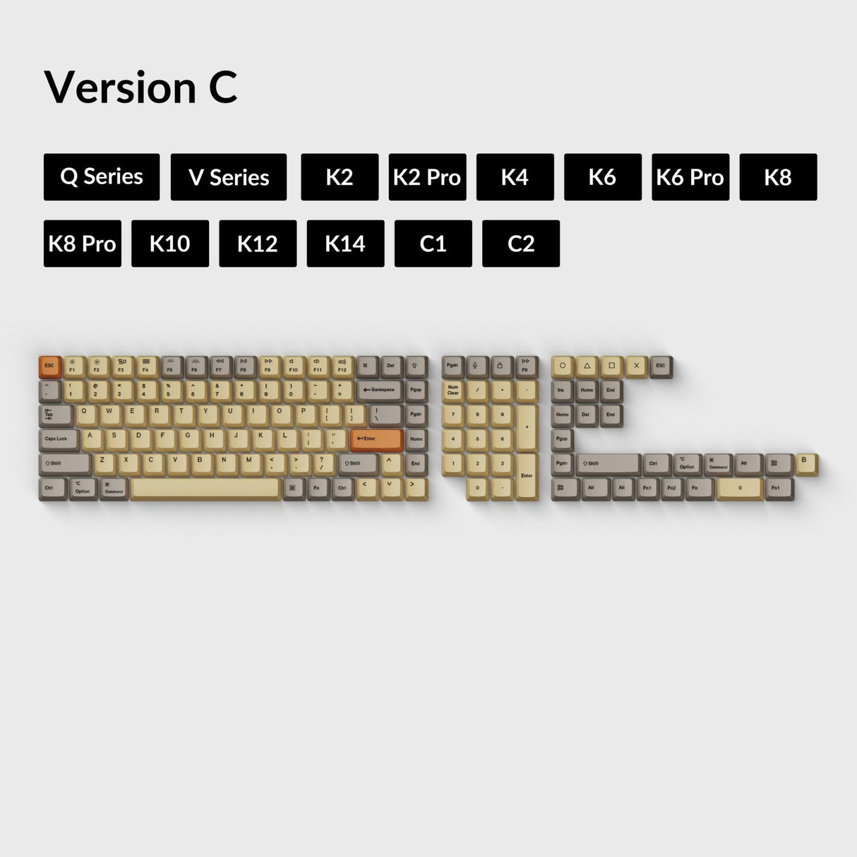Conjunto de teclas OEM Dye-Sub PBT - Cinza Trigo