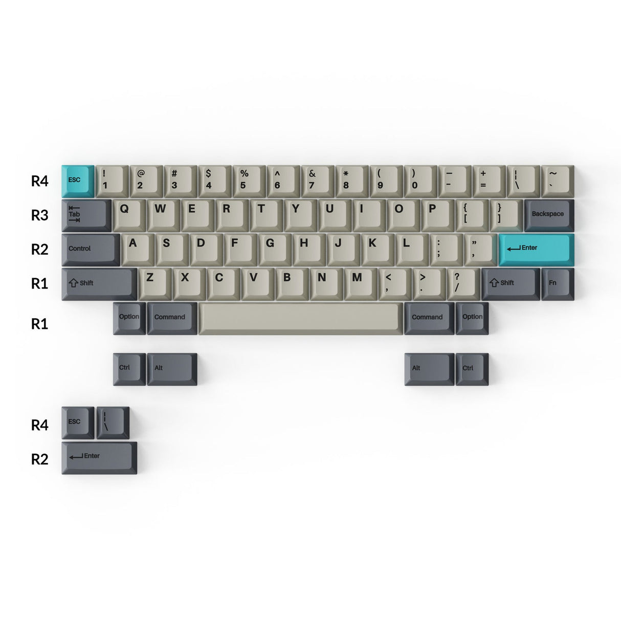 Conjunto completo de teclas PBT de perfil cereja Double-Shot - Dolch Blue