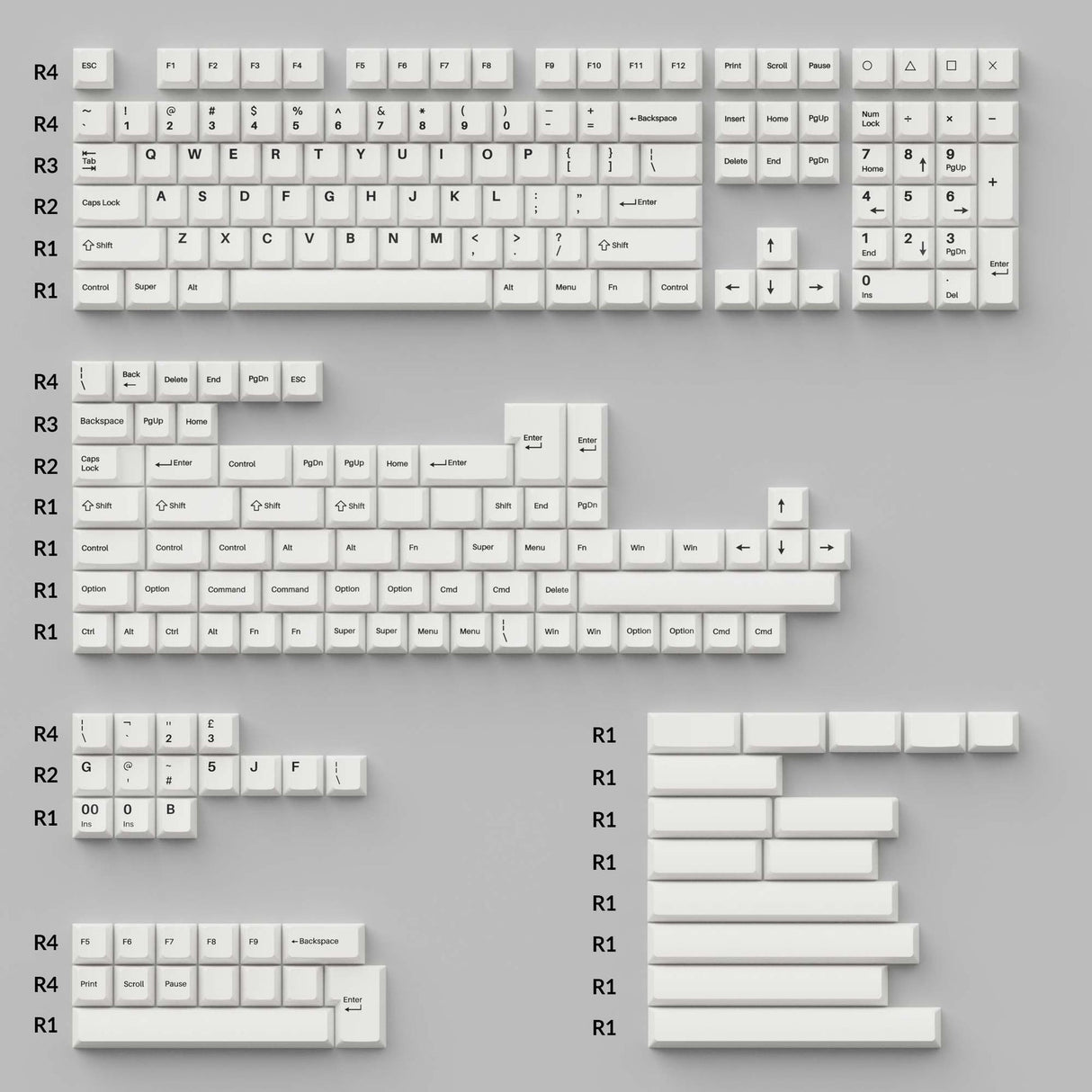 Cherry Profile Double - Shot PBT Juego completo de teclas - Negro sobre blanco - Arco