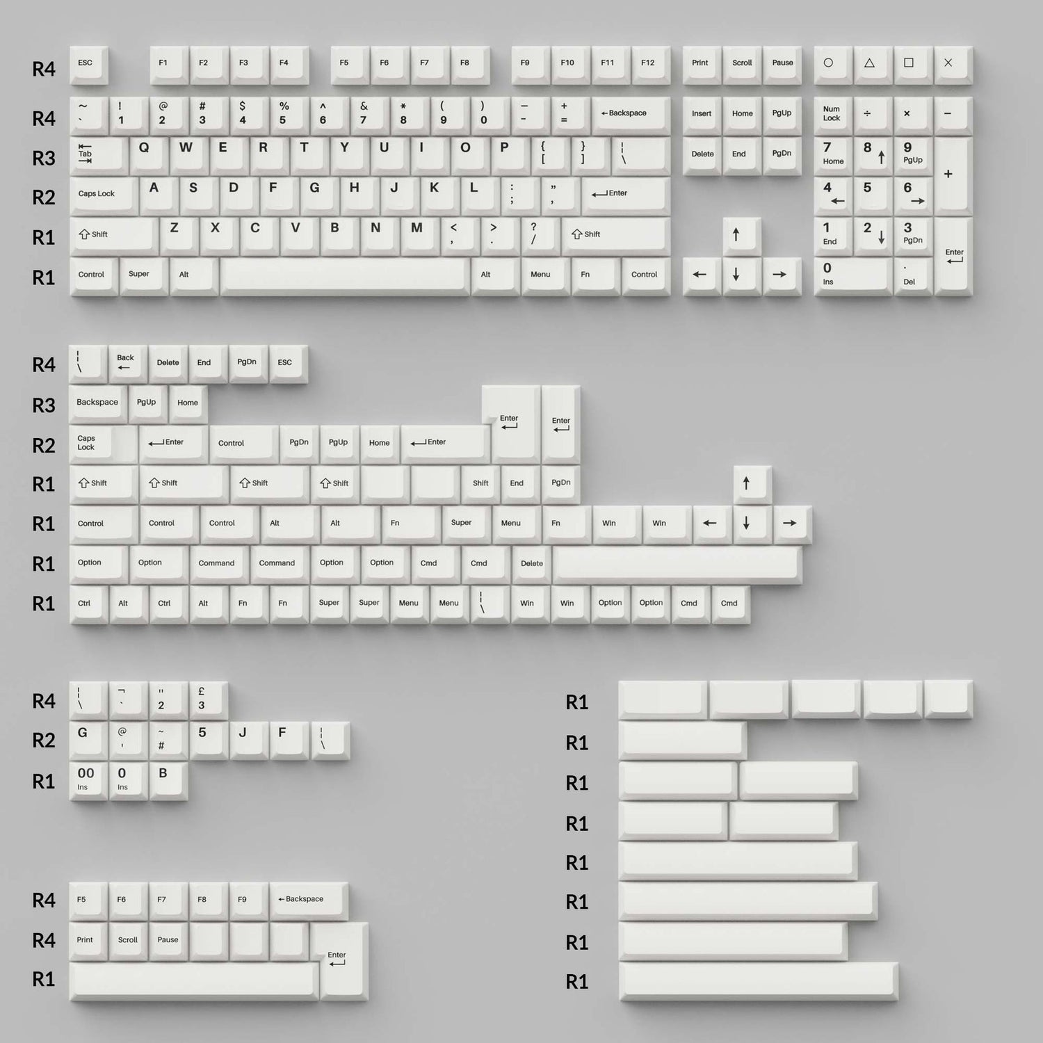 Cherry Profile Double - Shot PBT Juego completo de teclas - Negro sobre blanco - Arco