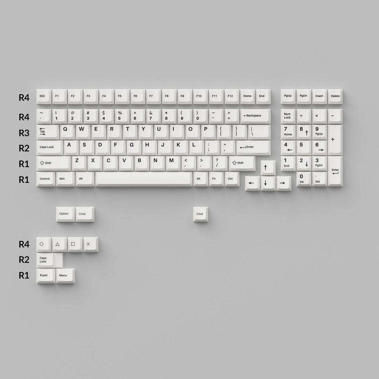 Cherry Profile Double - Shot PBT Juego completo de teclas - Negro sobre blanco - Arco
