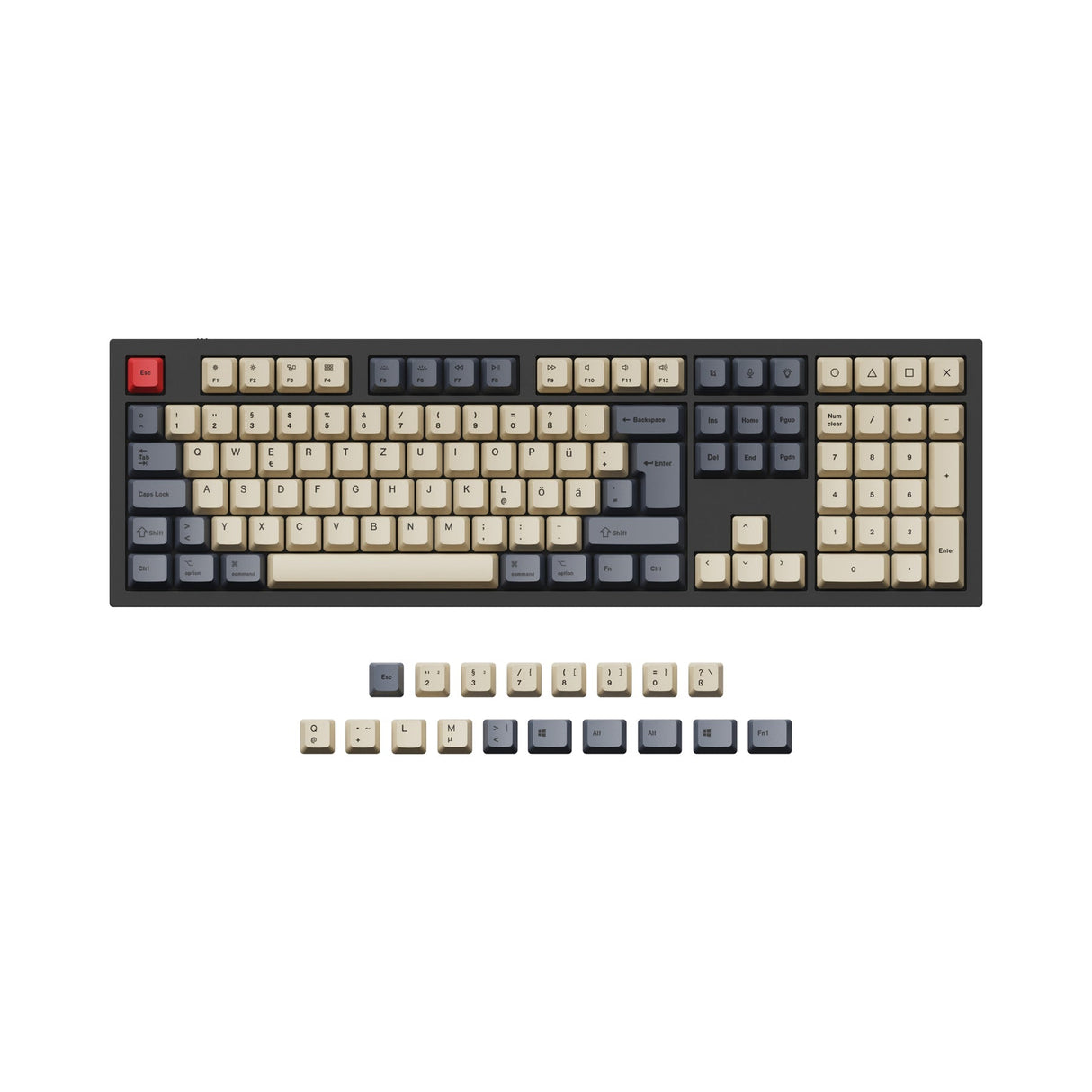 Conjunto de teclas ISO e ANSI Q3 e Q4 e Q6 e K8 OEM Dye-Sub PBT - Carbono