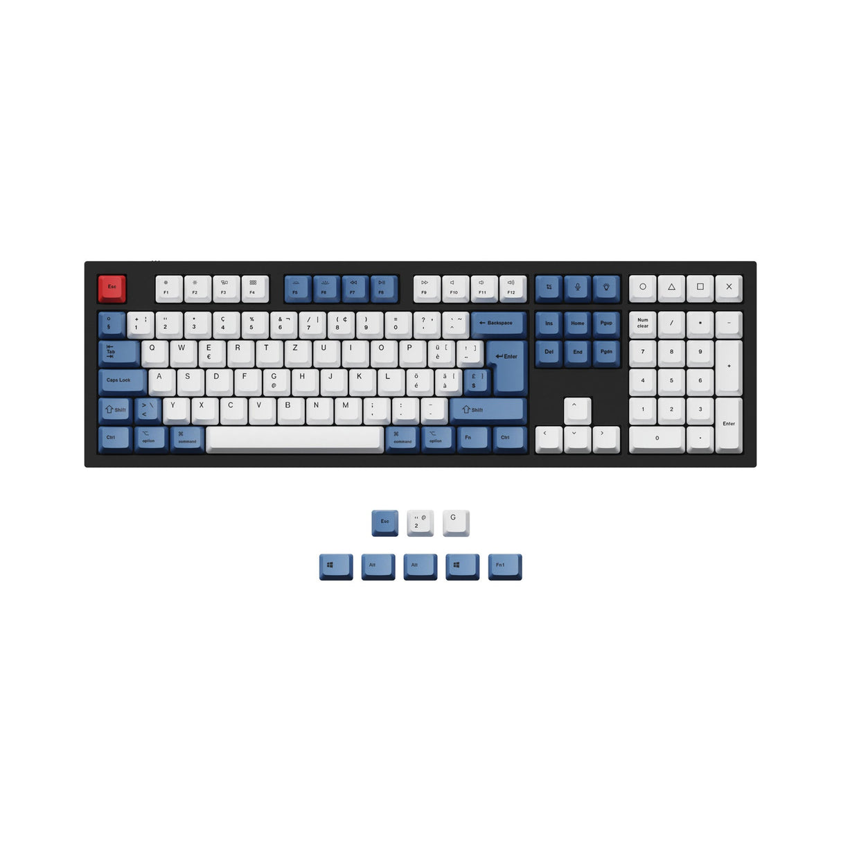 Conjunto de teclas ISO e ANSI Q3 e Q4 e Q6 e K8 OEM Dye-Sub PBT - Azul