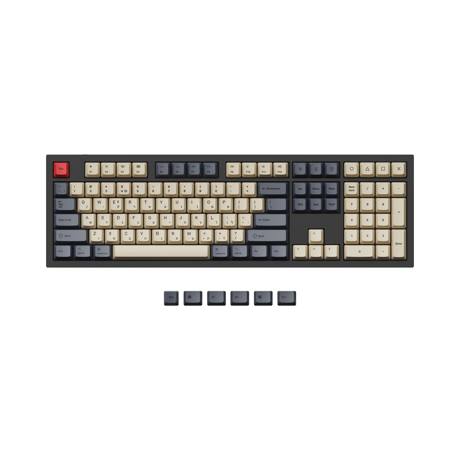 Conjunto de teclas ISO e ANSI Q3 e Q4 e Q6 e K8 OEM Dye-Sub PBT - Carbono