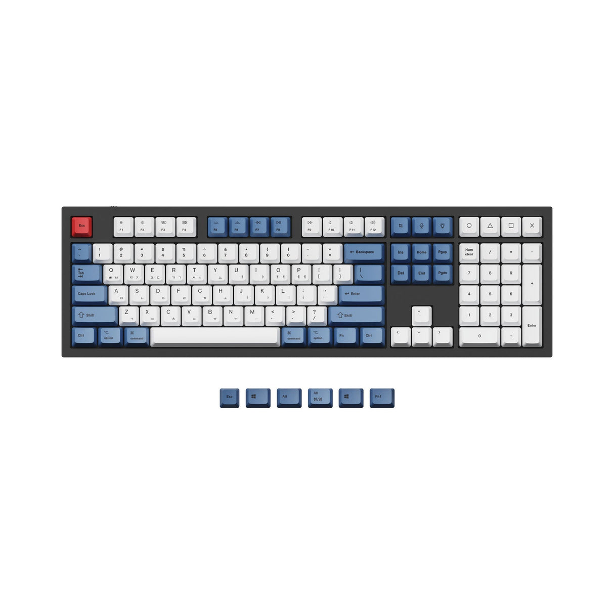 Conjunto de teclas ISO e ANSI Q3 e Q4 e Q6 e K8 OEM Dye-Sub PBT - Azul