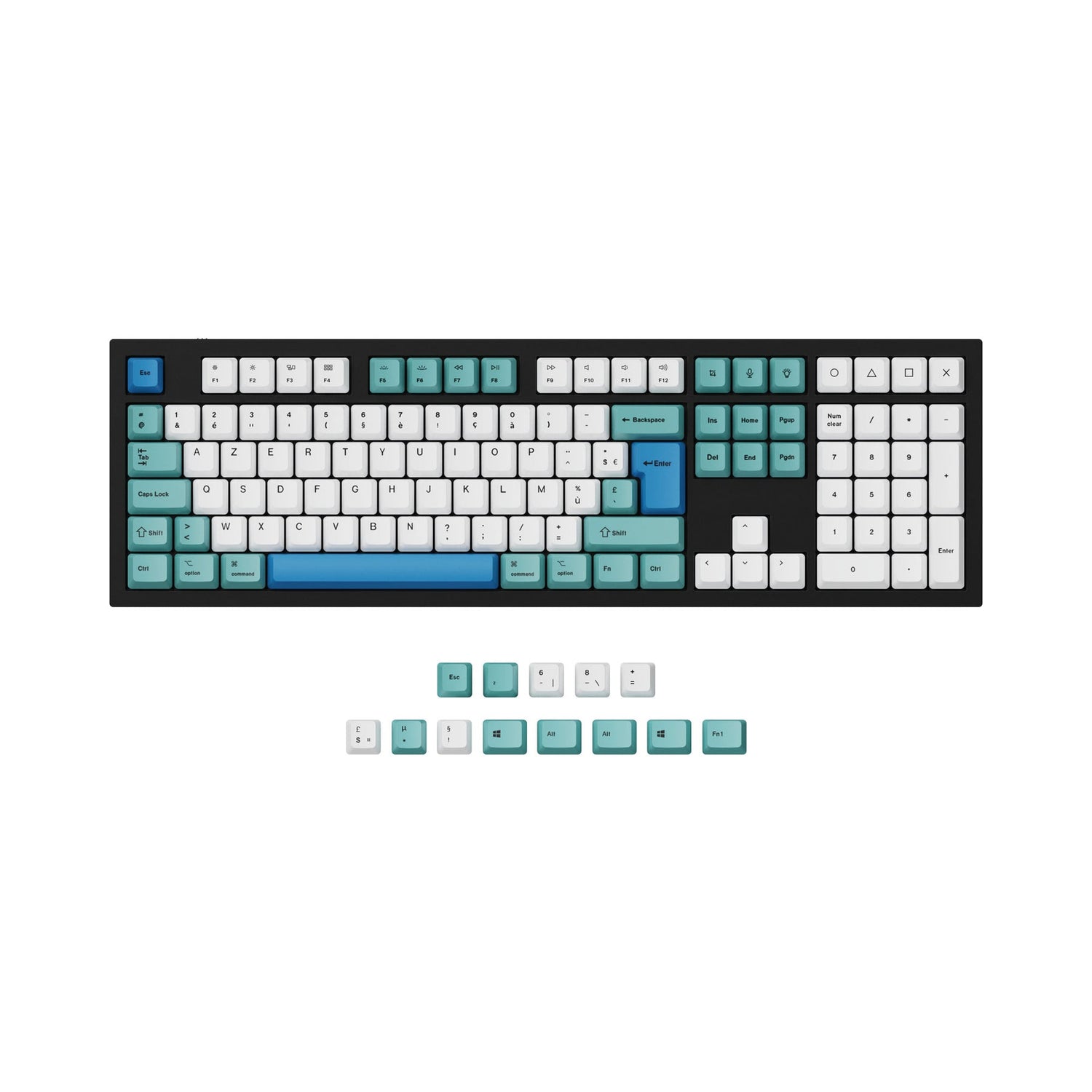 Conjunto de teclas ISO e ANSI Q3 e Q4 e Q6 e K8 OEM Dye-Sub PBT - Iceberg