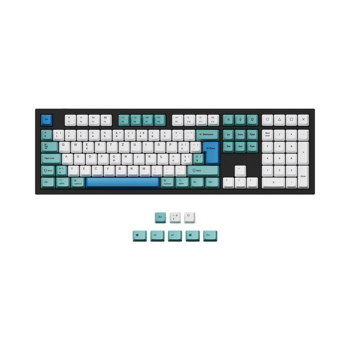 Conjunto de teclas ISO e ANSI Q3 e Q4 e Q6 e K8 OEM Dye-Sub PBT - Iceberg