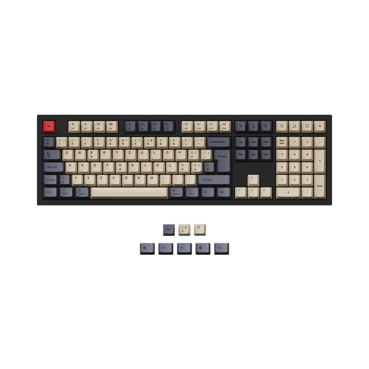 Conjunto de teclas ISO e ANSI Q3 e Q4 e Q6 e K8 OEM Dye-Sub PBT - Carbono