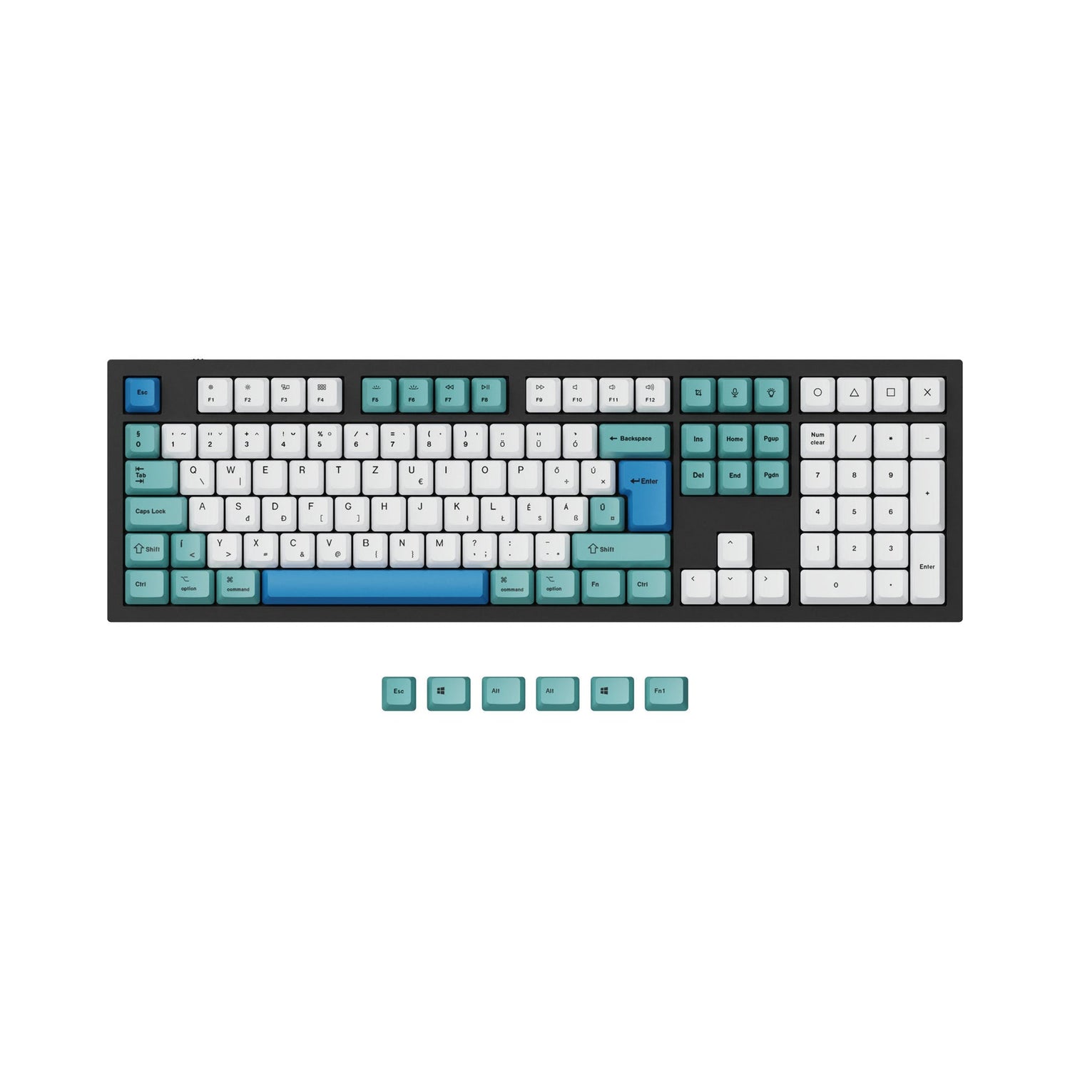 Conjunto de teclas ISO e ANSI Q3 e Q4 e Q6 e K8 OEM Dye-Sub PBT - Iceberg