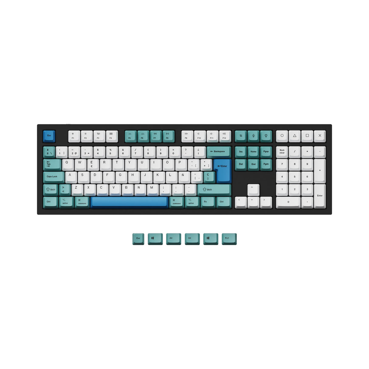 Conjunto de teclas ISO e ANSI Q3 e Q4 e Q6 e K8 OEM Dye-Sub PBT - Iceberg
