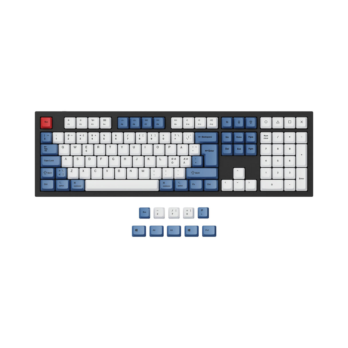 Conjunto de teclas ISO e ANSI Q3 e Q4 e Q6 e K8 OEM Dye-Sub PBT - Azul