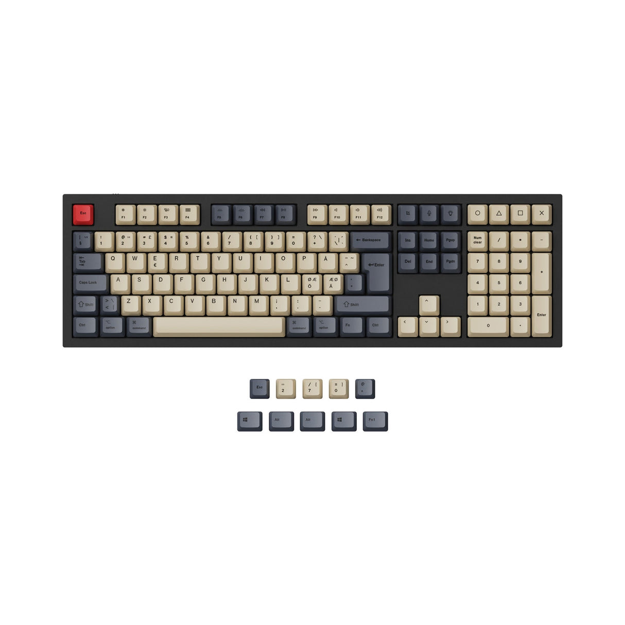Conjunto de teclas ISO e ANSI Q3 e Q4 e Q6 e K8 OEM Dye-Sub PBT - Carbono