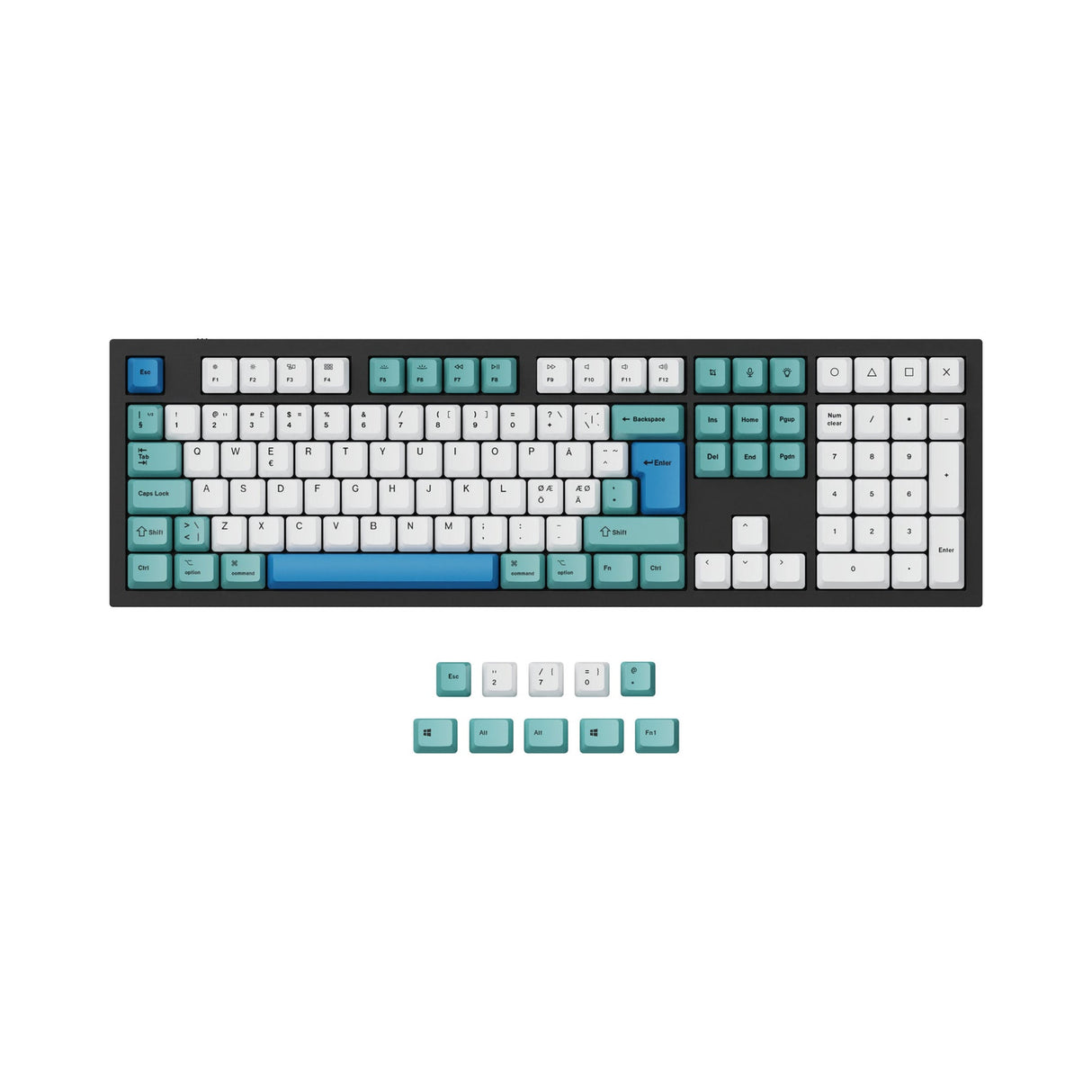Conjunto de teclas ISO e ANSI Q3 e Q4 e Q6 e K8 OEM Dye-Sub PBT - Iceberg
