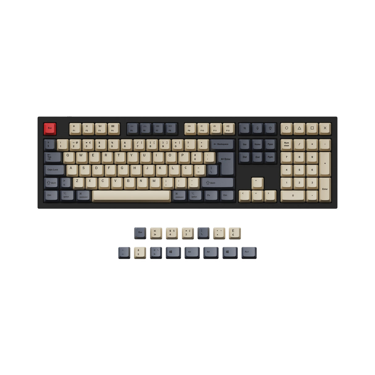 Conjunto de teclas ISO e ANSI Q3 e Q4 e Q6 e K8 OEM Dye-Sub PBT - Carbono