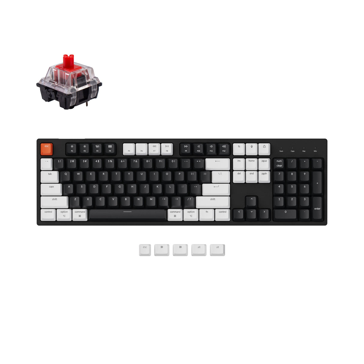 Keychron C2 hot swappable wired wireless mechanical keyboard tenkeyless layout for Mac Windows non backlight Keychron switch red