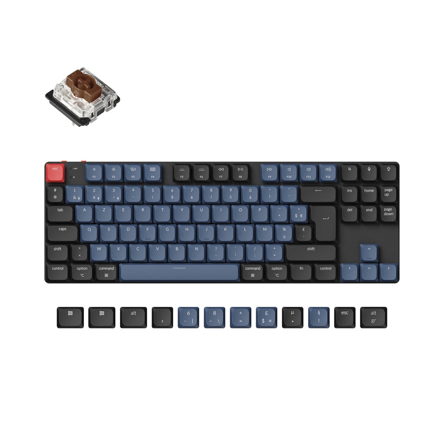 Coleção de layout ISO de teclado mecânico personalizado sem fio Keychron K1 Pro QMK/VIA