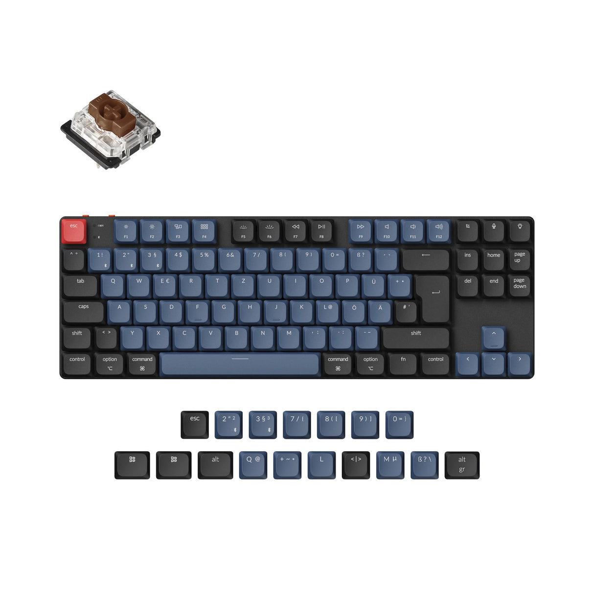 Coleção de layout ISO de teclado mecânico personalizado sem fio Keychron K1 Pro QMK/VIA