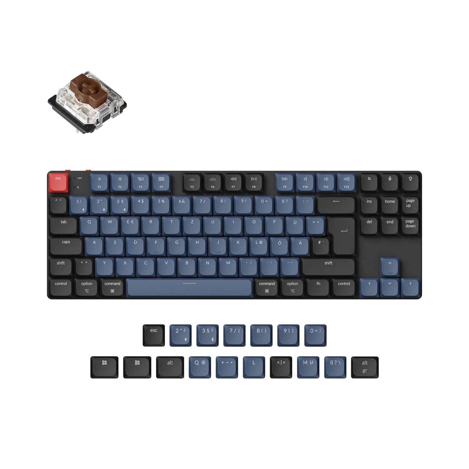 Coleção de layout ISO de teclado mecânico personalizado sem fio Keychron K1 Pro QMK/VIA