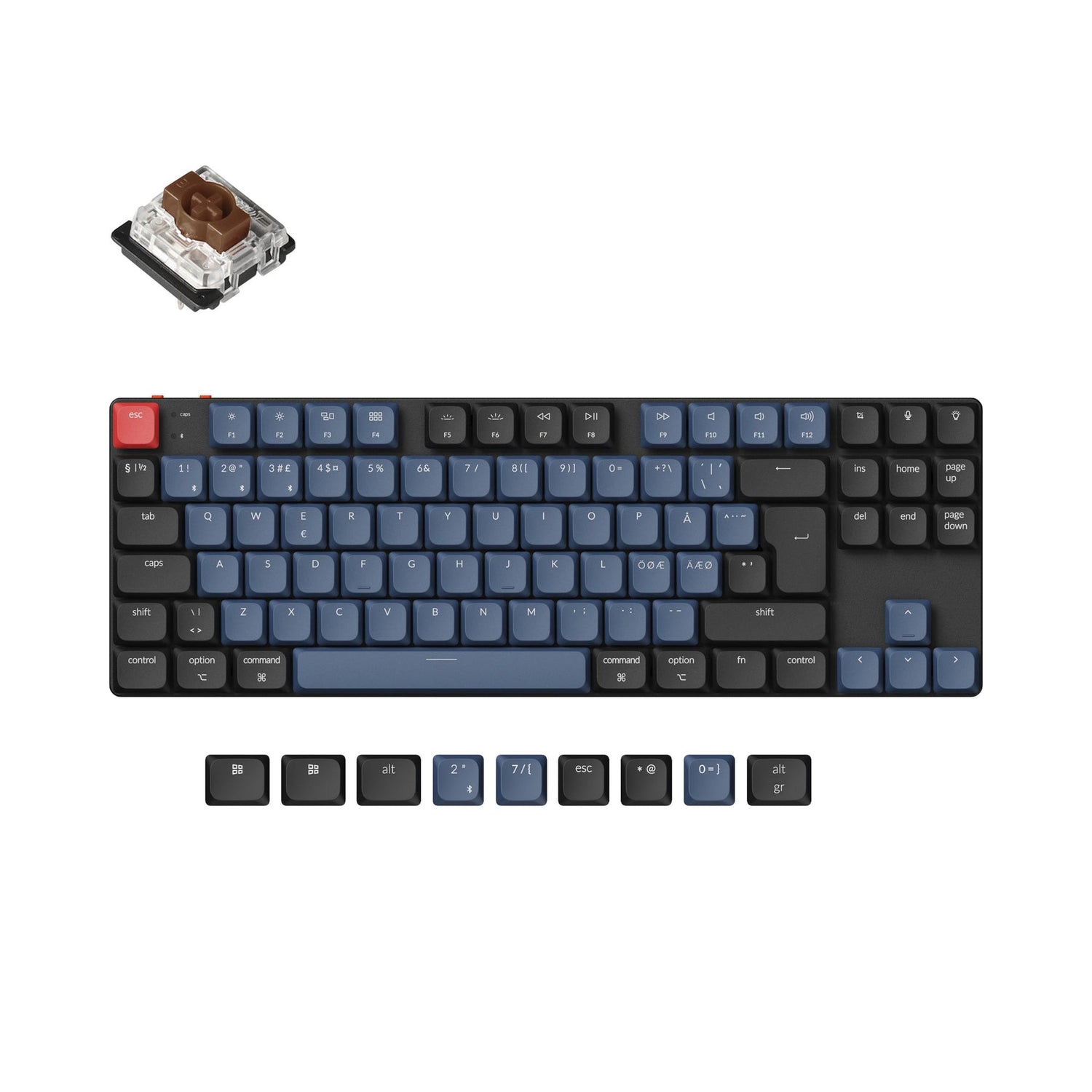 Coleção de layout ISO de teclado mecânico personalizado sem fio Keychron K1 Pro QMK/VIA