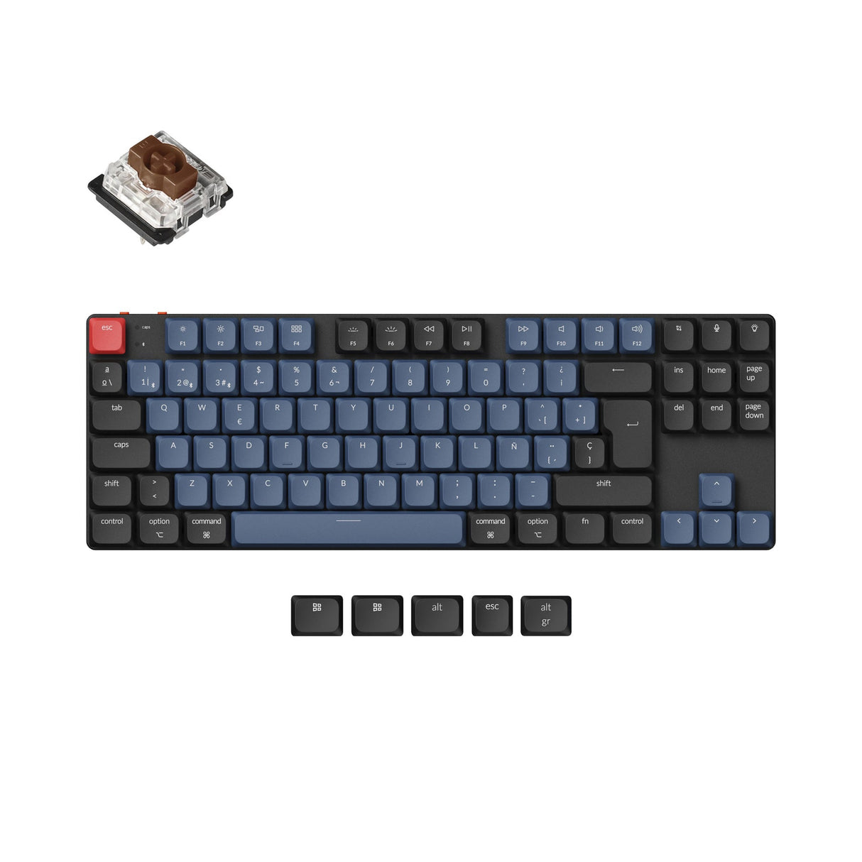 Coleção de layout ISO de teclado mecânico personalizado sem fio Keychron K1 Pro QMK/VIA