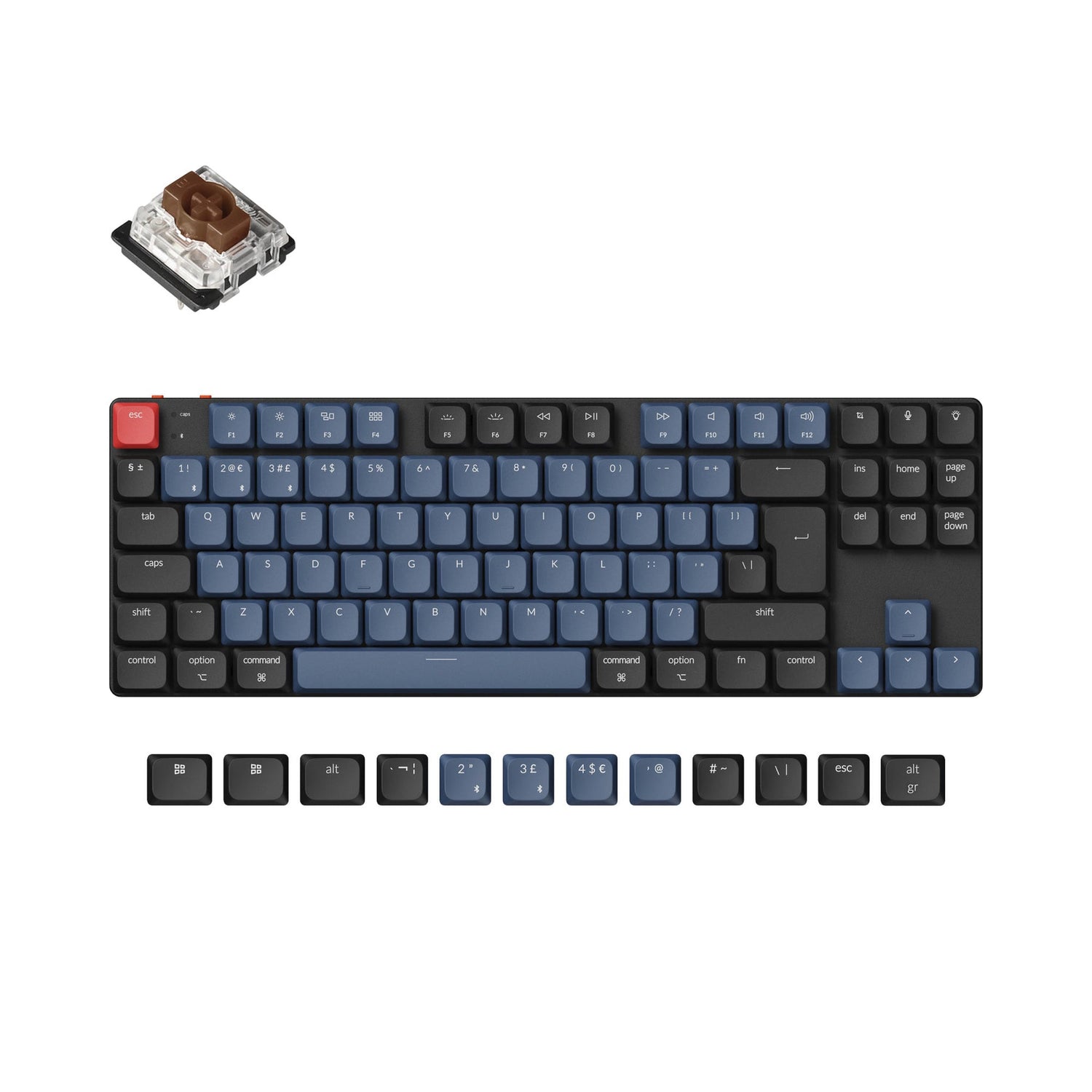 Coleção de layout ISO de teclado mecânico personalizado sem fio Keychron K1 Pro QMK/VIA