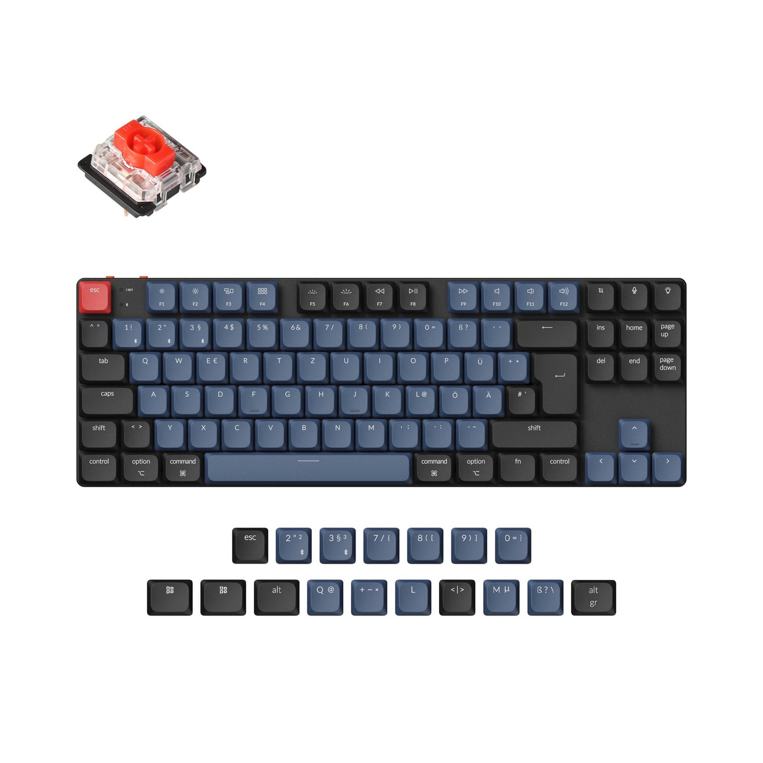 Coleção de layout ISO de teclado mecânico personalizado sem fio Keychron K1 Pro QMK/VIA