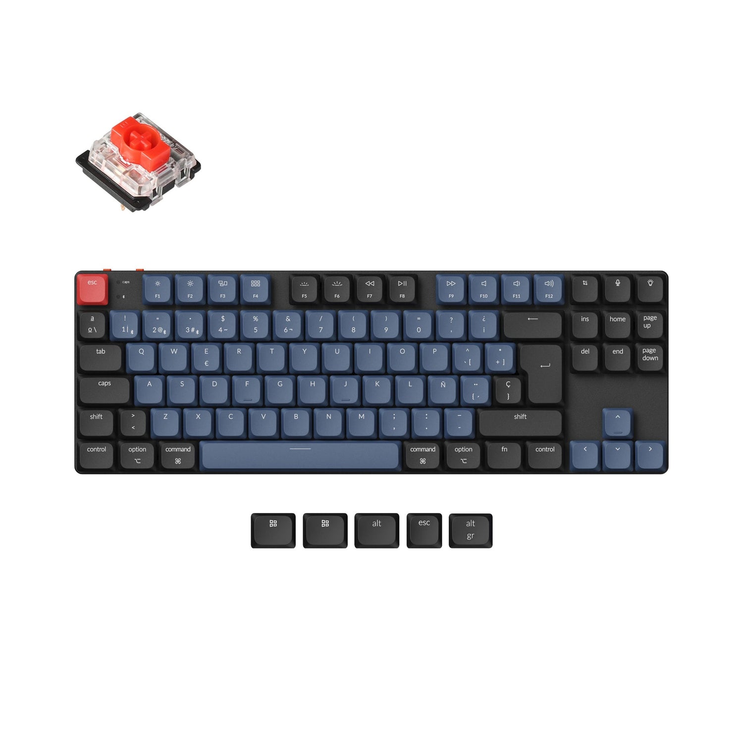 Coleção de layout ISO de teclado mecânico personalizado sem fio Keychron K1 Pro QMK/VIA