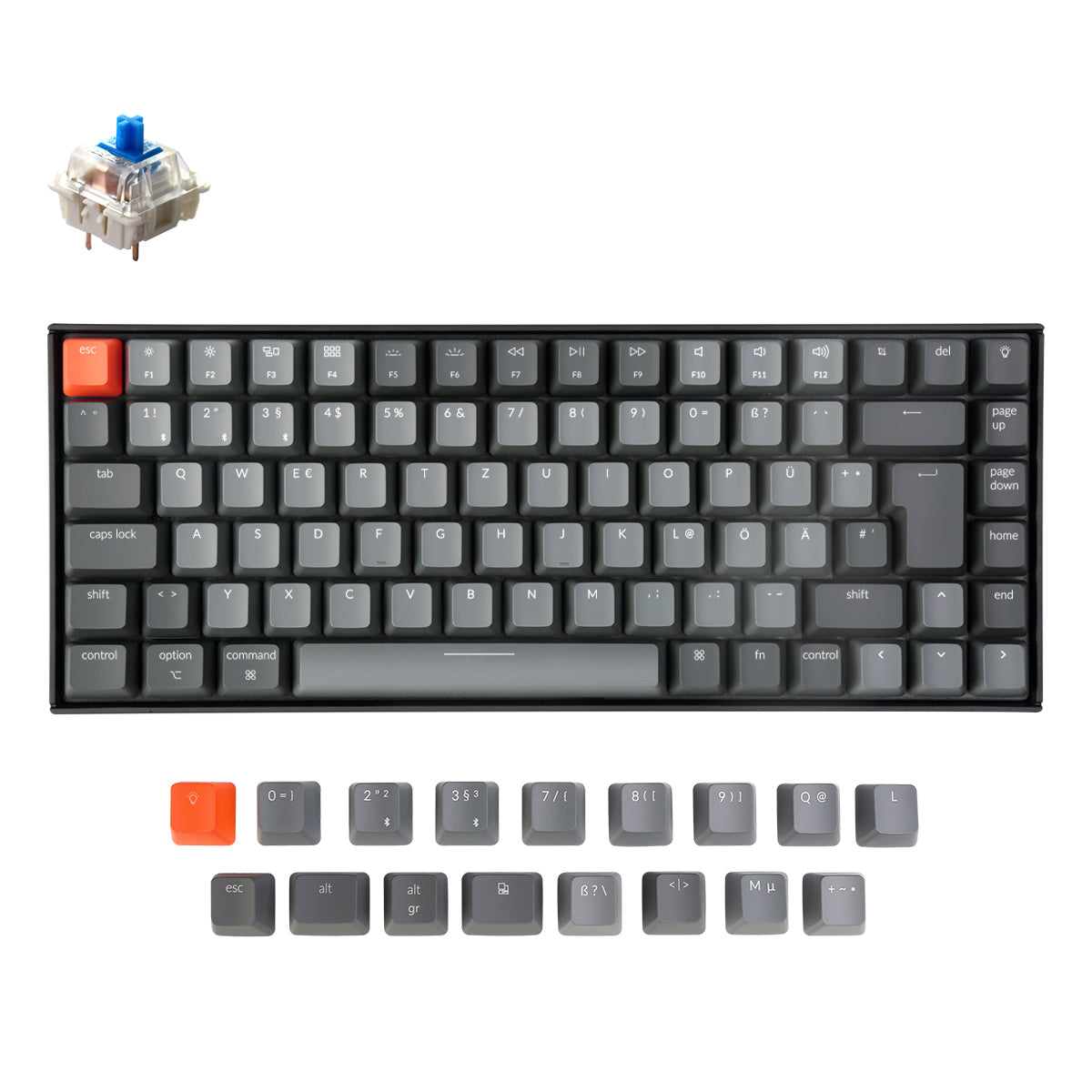 Teclado mecánico inalámbrico Keychron K2 (diseño ISO-DE alemán) - Versión 2
