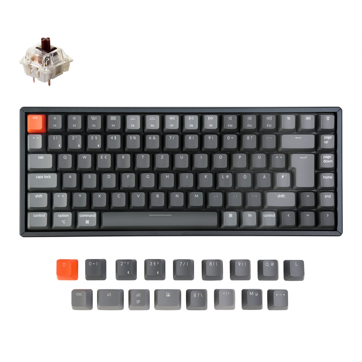 Teclado mecánico inalámbrico Keychron K2 (diseño ISO-DE alemán) - Versión 2