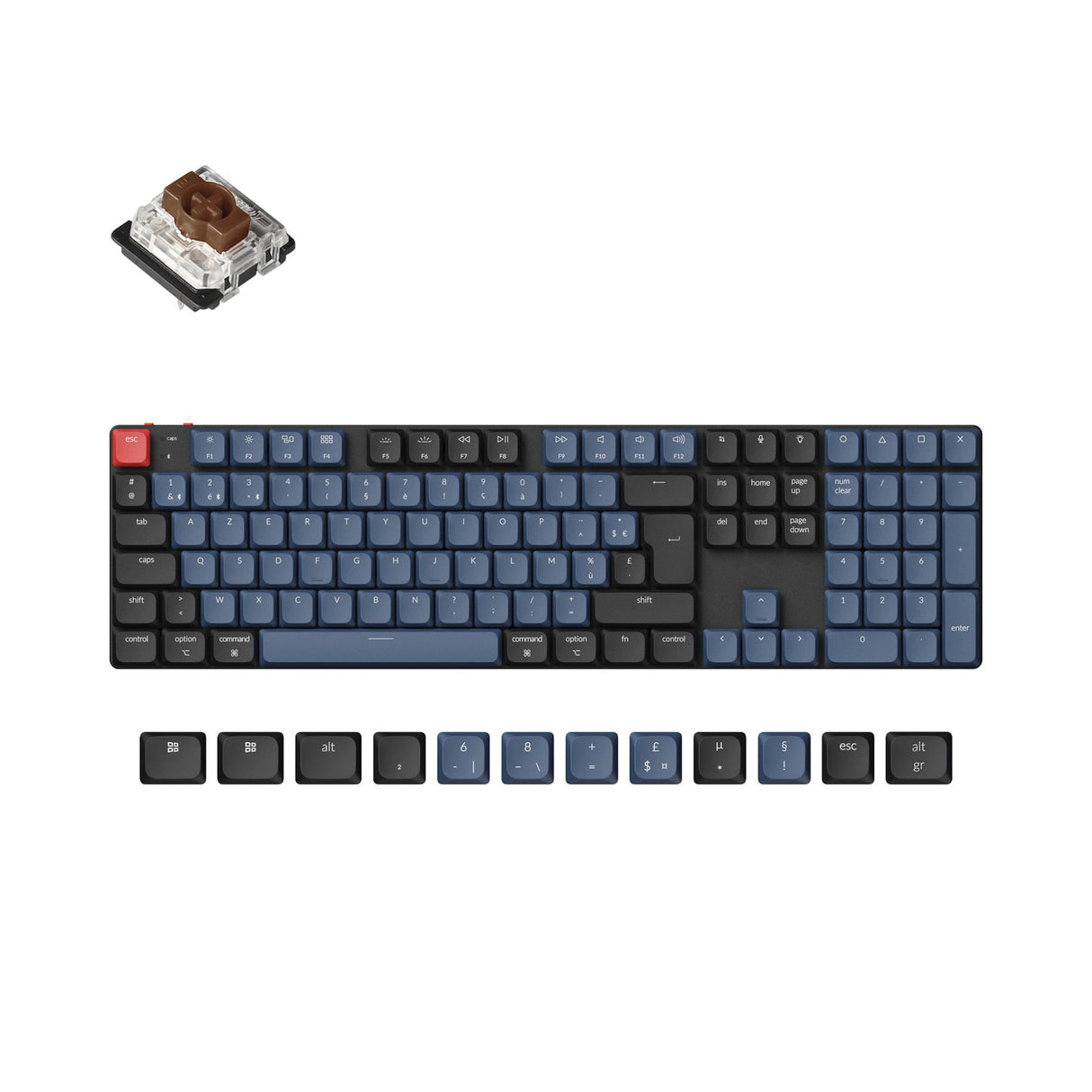 Keychron k5 pro qmk/via coleção de layout iso de teclado mecânico personalizado sem fio