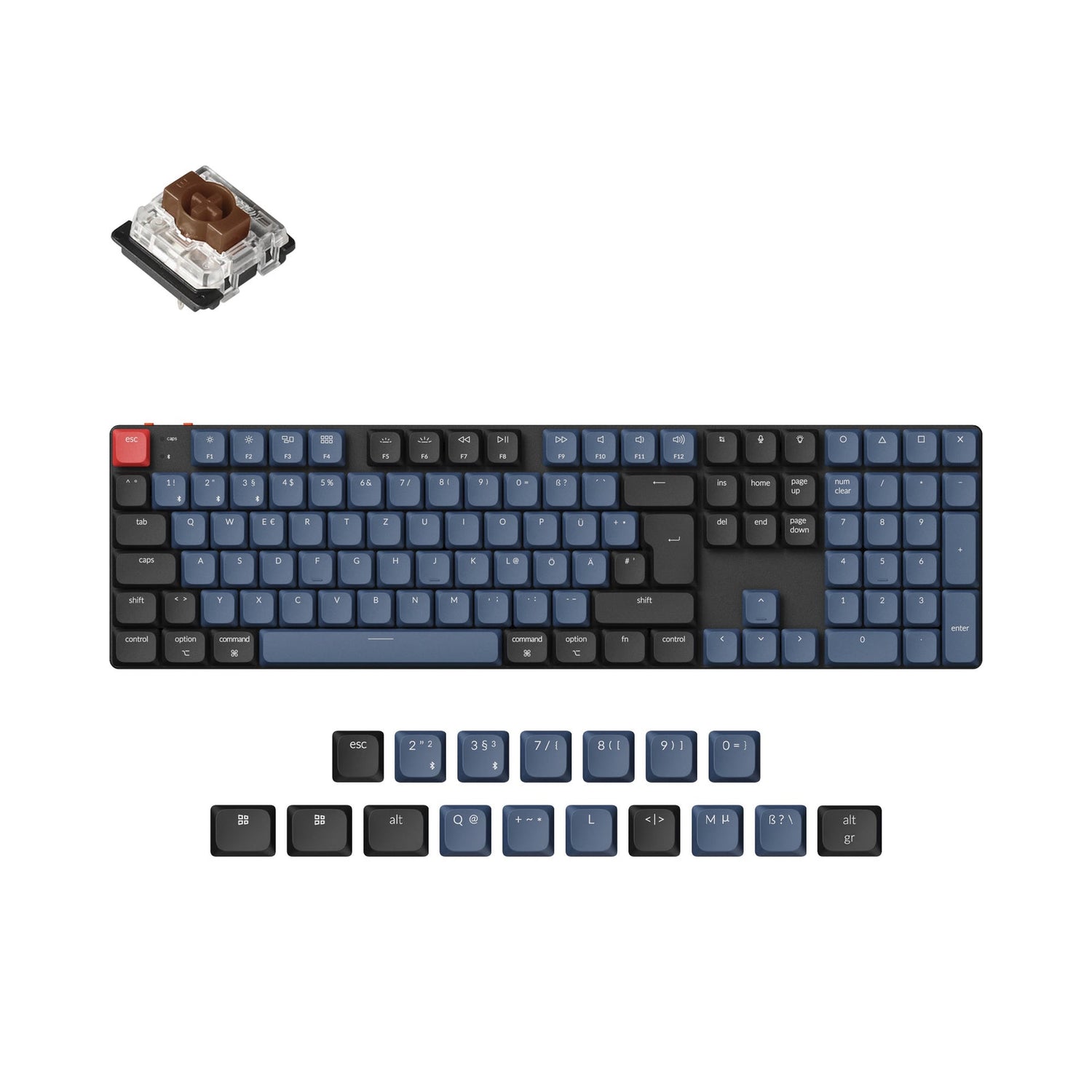 Keychron k5 pro qmk/via coleção de layout iso de teclado mecânico personalizado sem fio