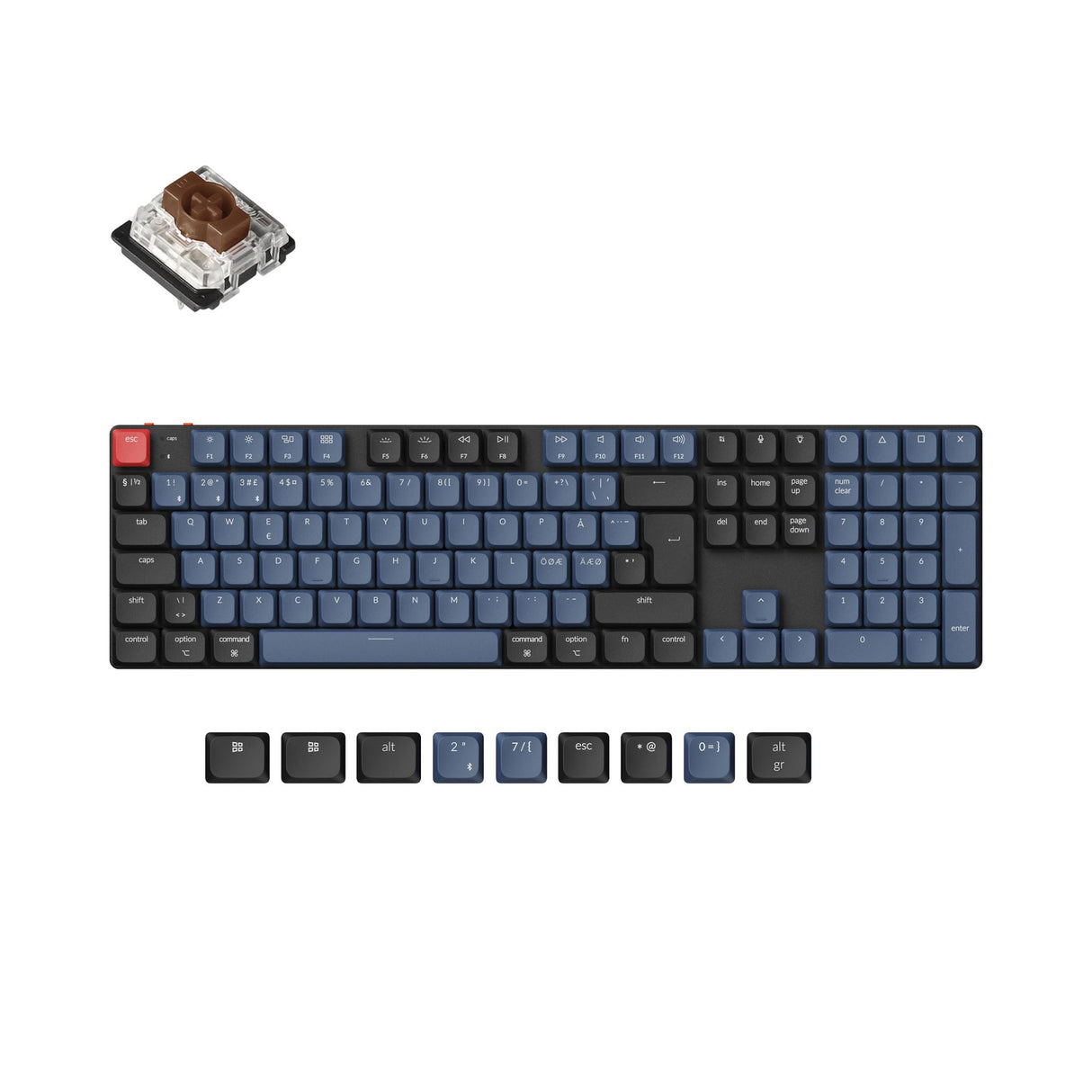 Keychron k5 pro qmk/via coleção de layout iso de teclado mecânico personalizado sem fio