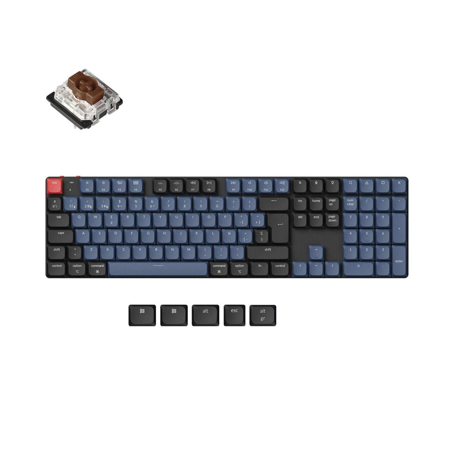 Keychron k5 pro qmk/via coleção de layout iso de teclado mecânico personalizado sem fio