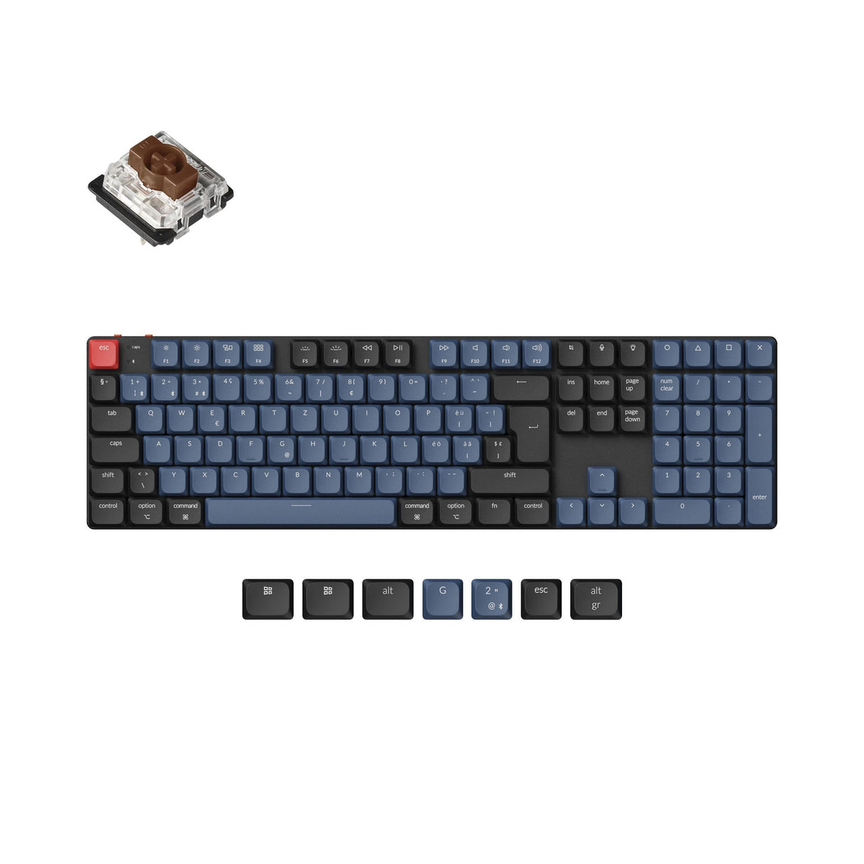 Keychron k5 pro qmk/via coleção de layout iso de teclado mecânico personalizado sem fio