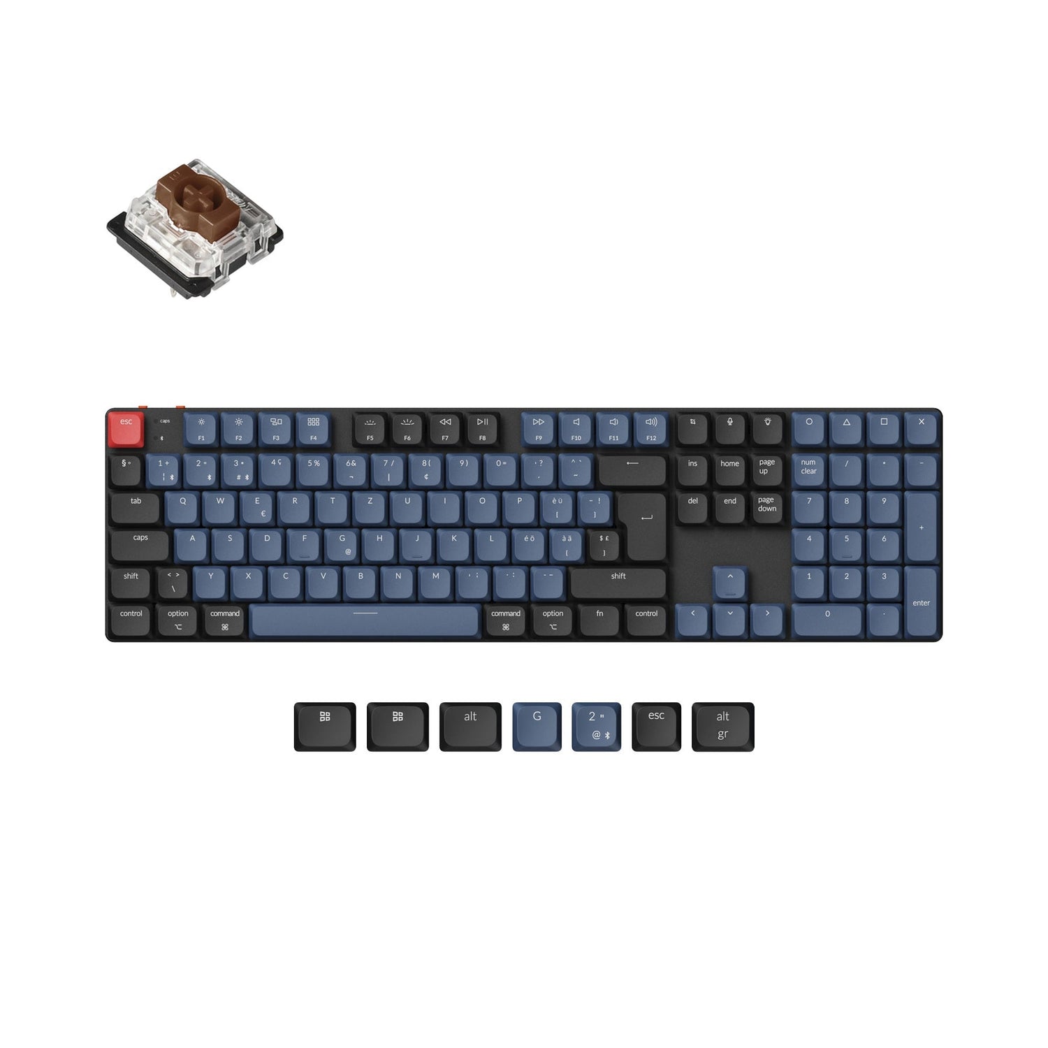 Keychron k5 pro qmk/via coleção de layout iso de teclado mecânico personalizado sem fio