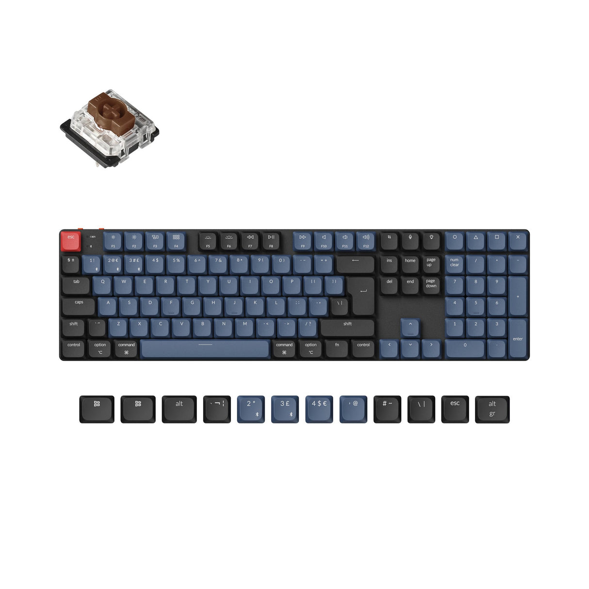 Keychron k5 pro qmk/via coleção de layout iso de teclado mecânico personalizado sem fio