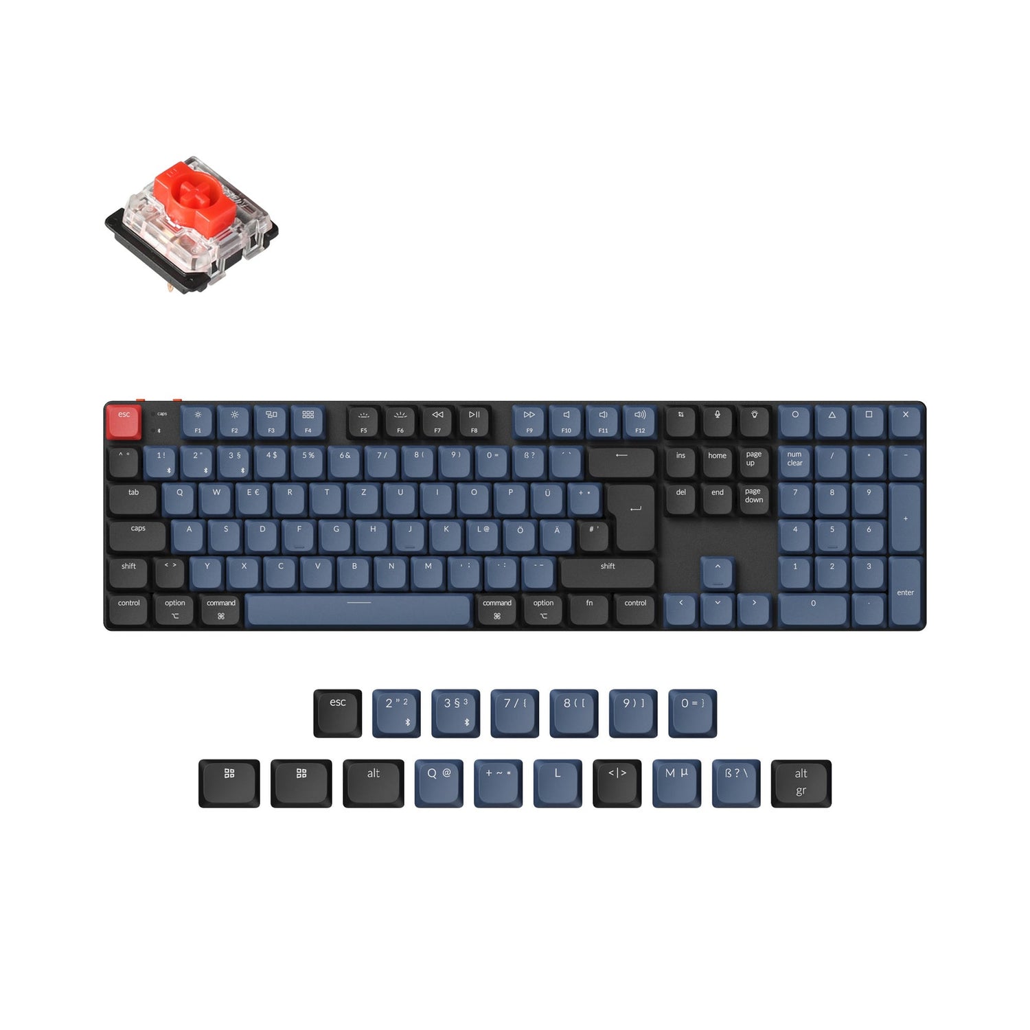Keychron k5 pro qmk/via coleção de layout iso de teclado mecânico personalizado sem fio