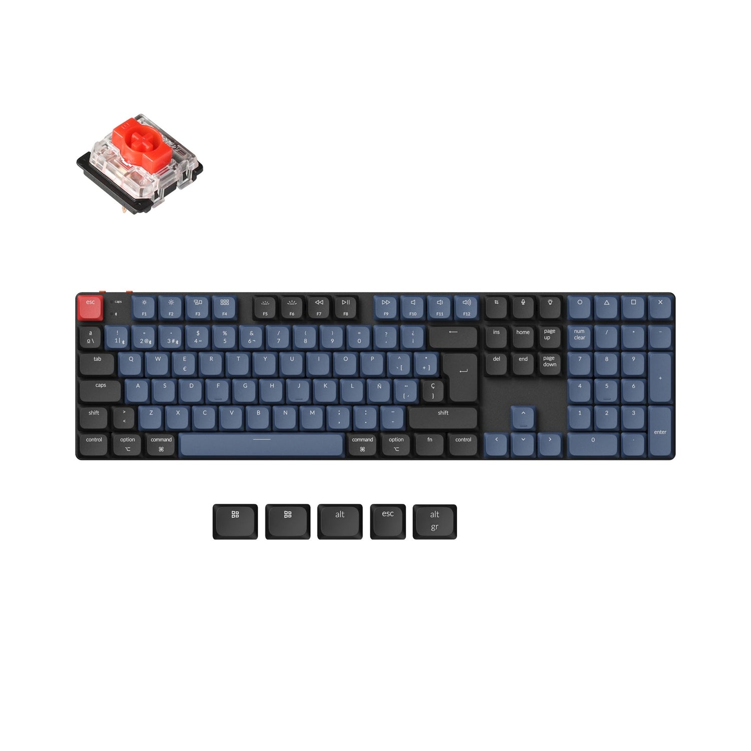 Keychron k5 pro qmk/via coleção de layout iso de teclado mecânico personalizado sem fio