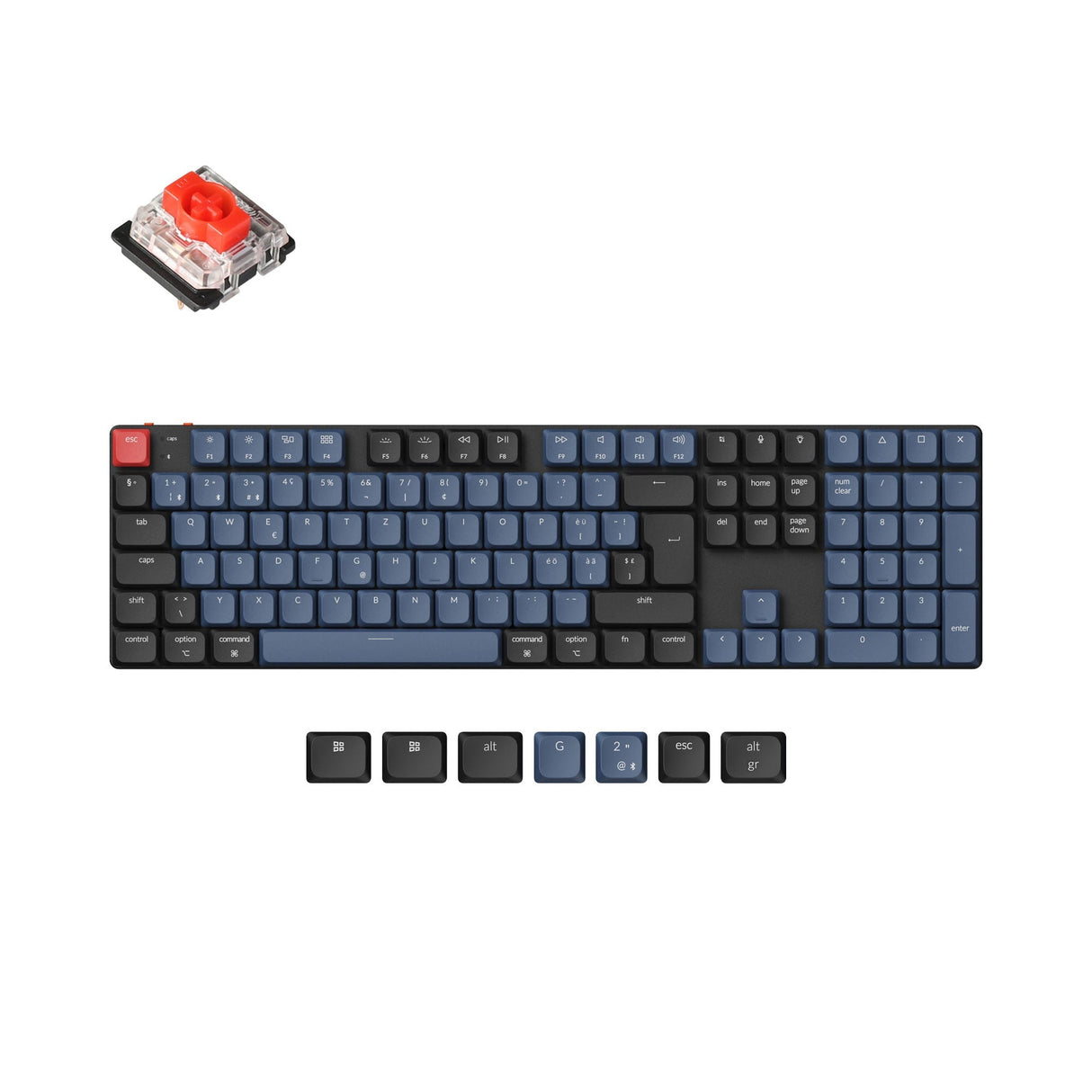Keychron k5 pro qmk/via coleção de layout iso de teclado mecânico personalizado sem fio