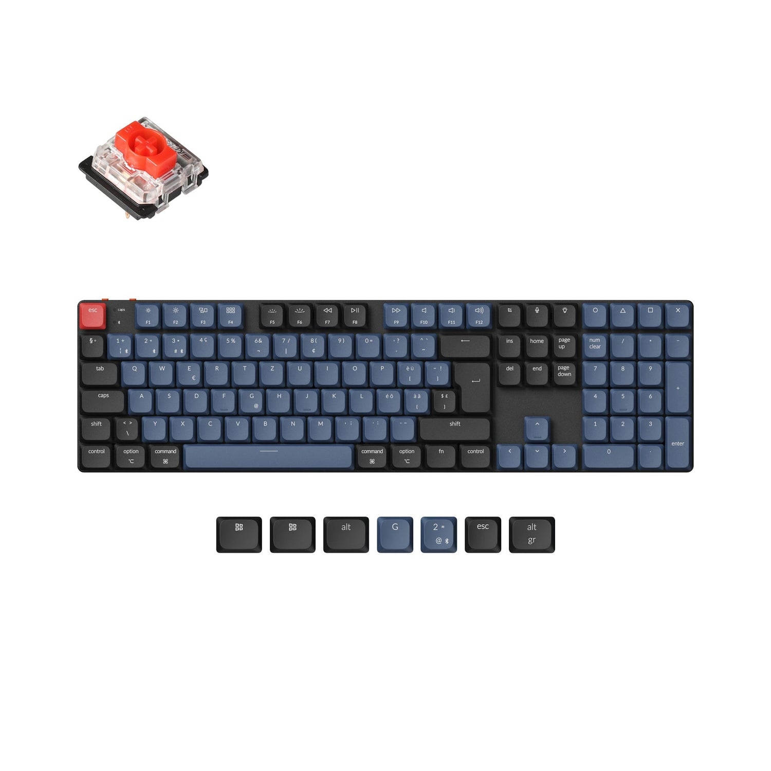 Keychron k5 pro qmk/via coleção de layout iso de teclado mecânico personalizado sem fio