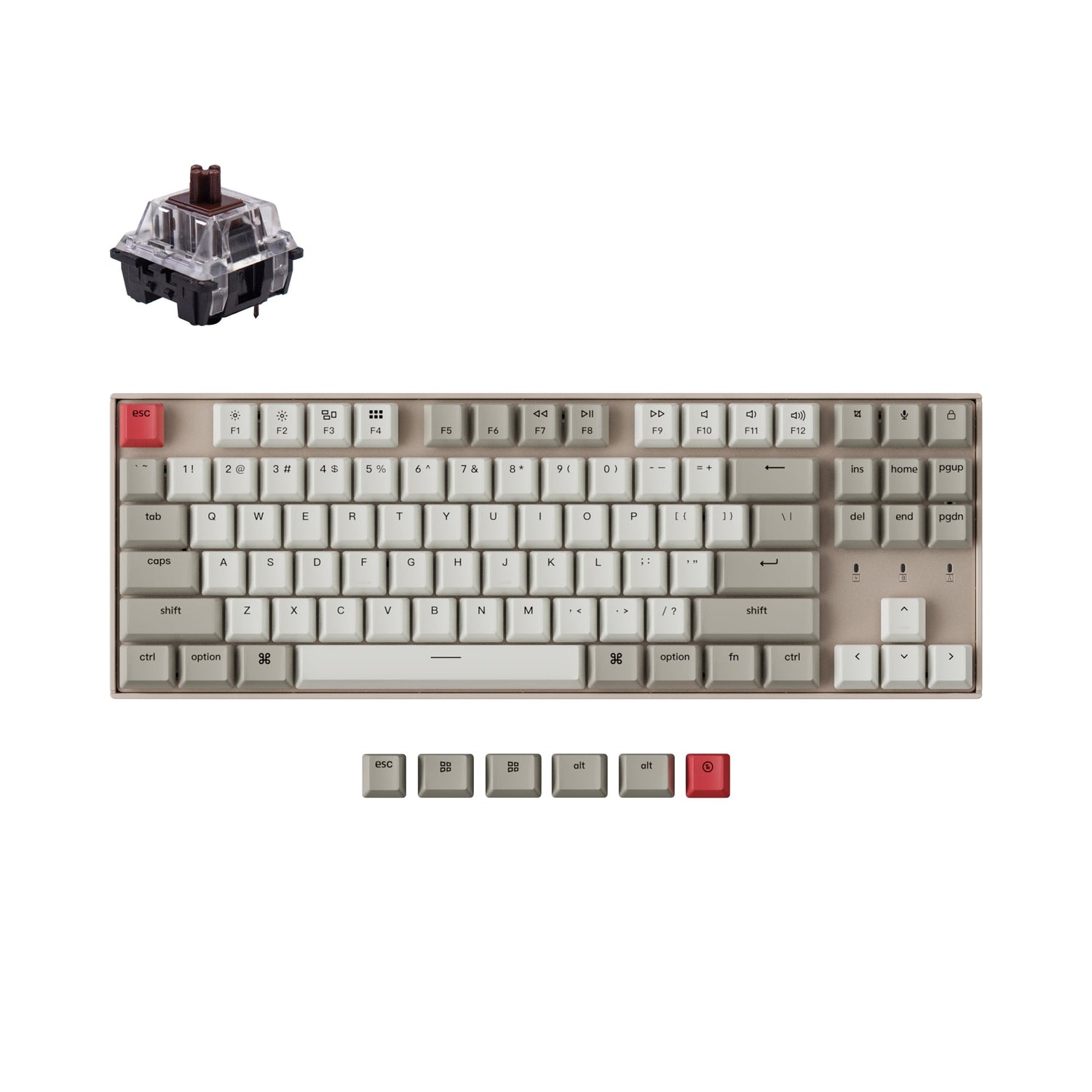 Keychron K8 tenkeyless wireless mechanical keyboard for Mac Windows iOS non backlight with keychron switch brown