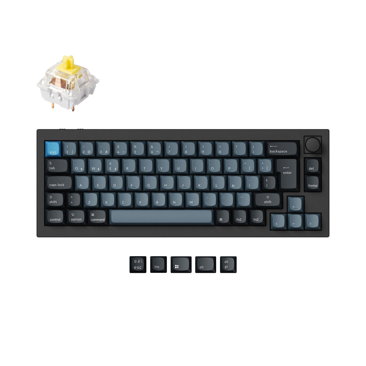 Keychron q2 pro qmk/via coleção de layout iso de teclado mecânico personalizado sem fio