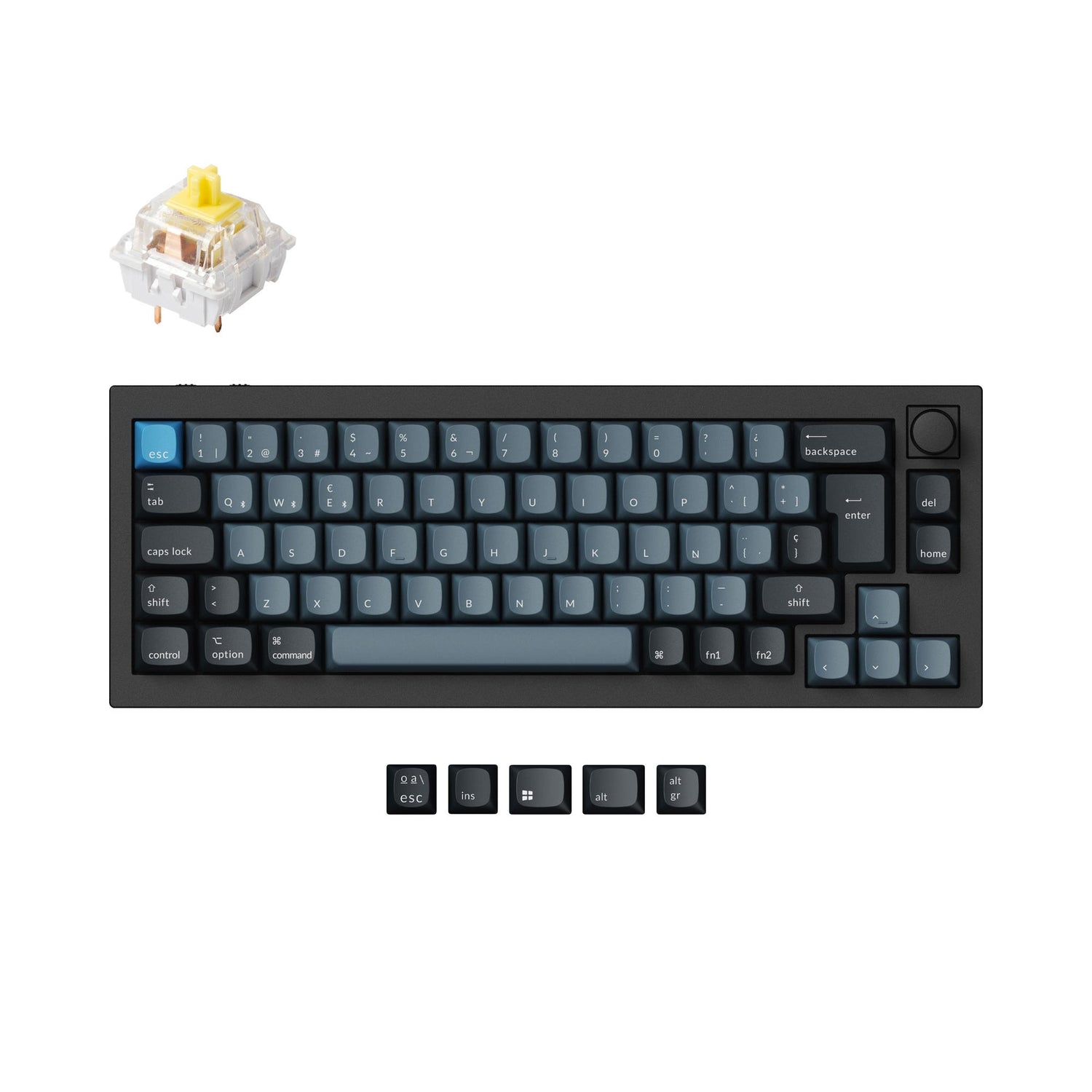 Keychron q2 pro qmk/via coleção de layout iso de teclado mecânico personalizado sem fio