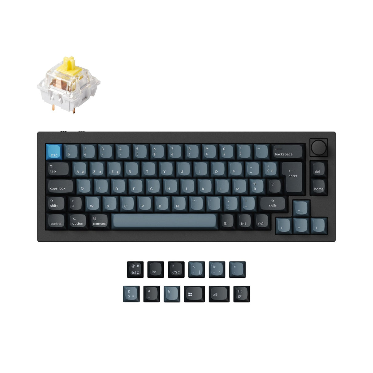 Keychron q2 pro qmk/via coleção de layout iso de teclado mecânico personalizado sem fio