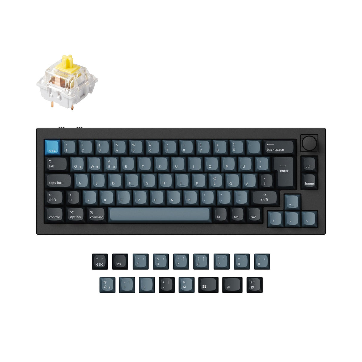Keychron q2 pro qmk/via coleção de layout iso de teclado mecânico personalizado sem fio