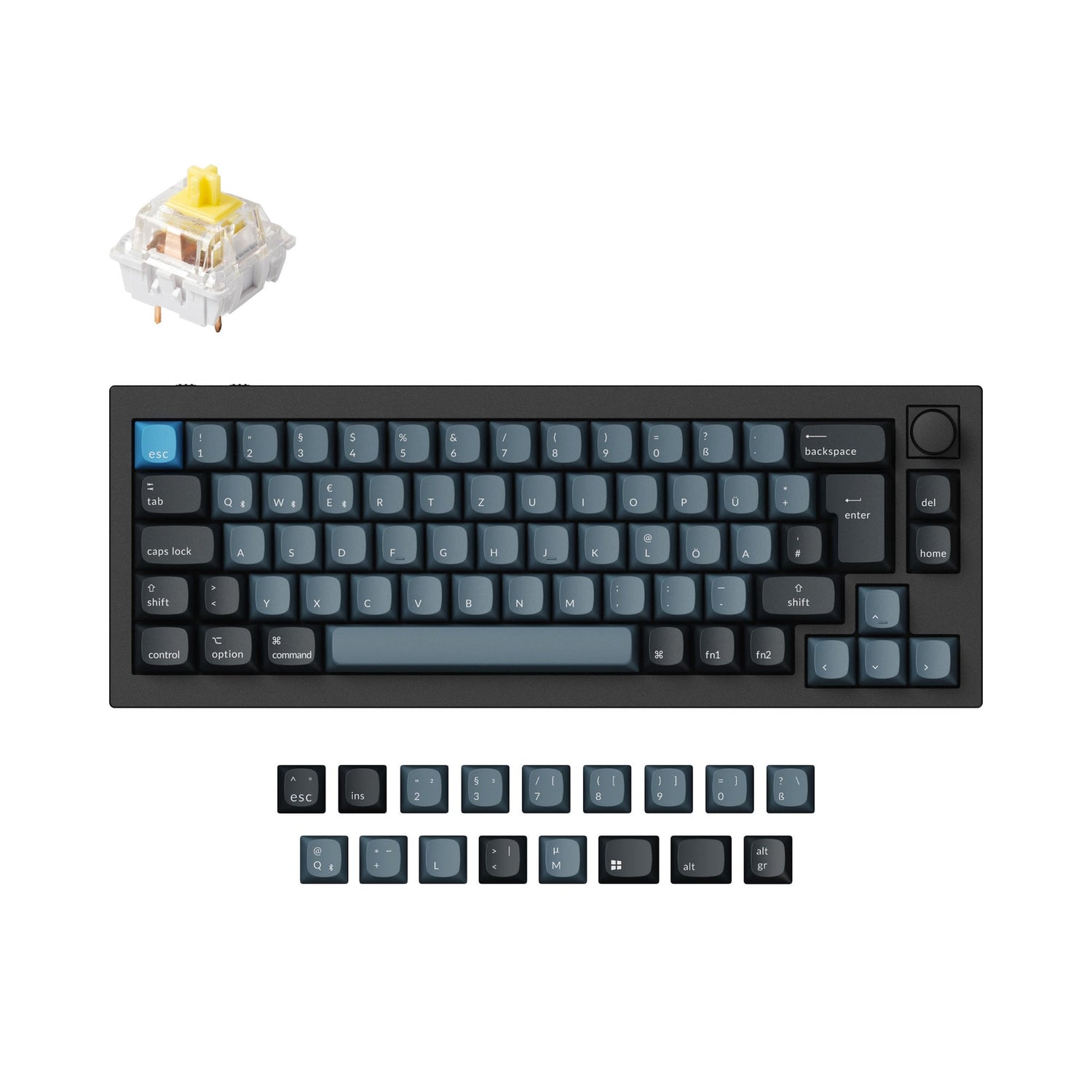 Keychron q2 pro qmk/via coleção de layout iso de teclado mecânico personalizado sem fio