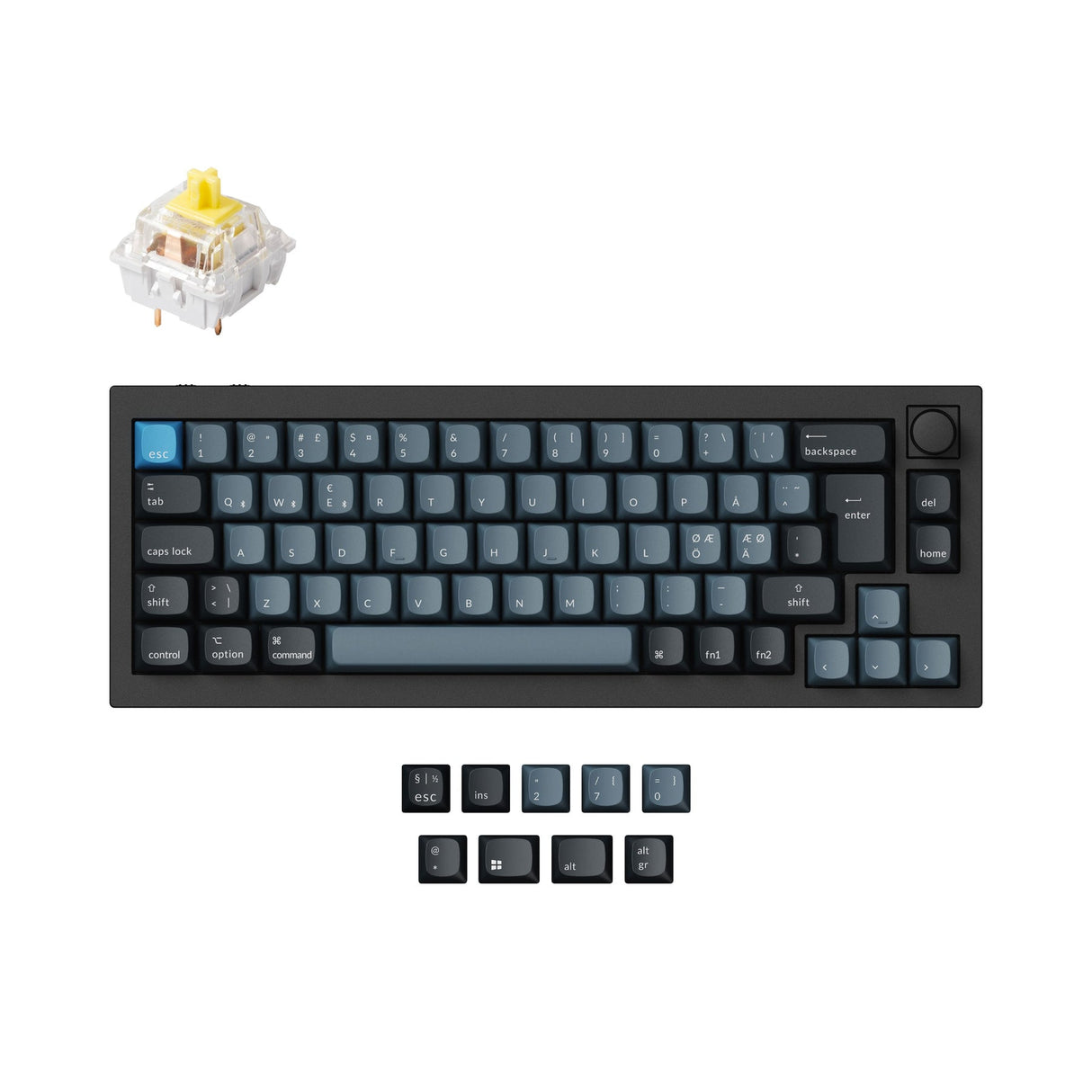 Keychron q2 pro qmk/via coleção de layout iso de teclado mecânico personalizado sem fio