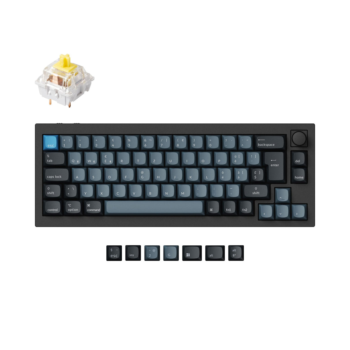 Keychron q2 pro qmk/via coleção de layout iso de teclado mecânico personalizado sem fio