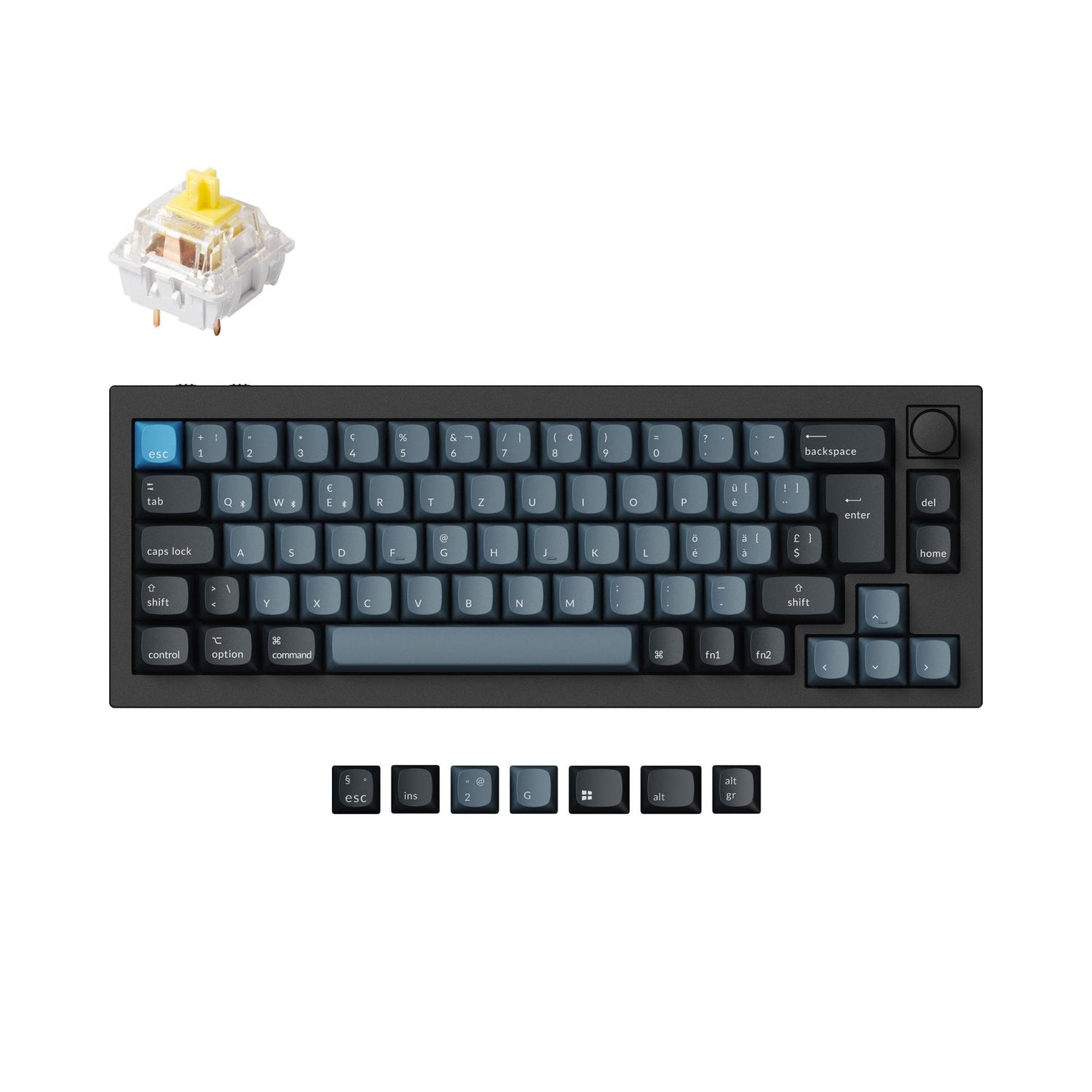Keychron q2 pro qmk/via coleção de layout iso de teclado mecânico personalizado sem fio